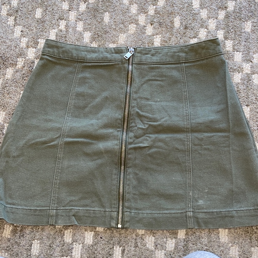 H&M Army Green zip up mini skirt